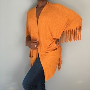 Orange Fringed Cardigan